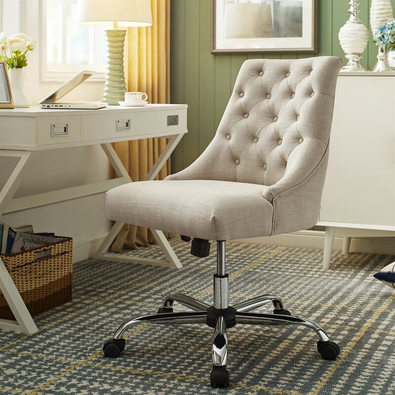 Pettengill Swivel Tufted Executive Chair_Beige - Image 4