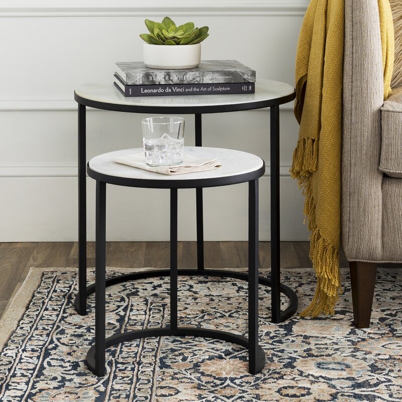 Hiram Marble Top C Table Nesting Tables (Set of 2) - Image 1