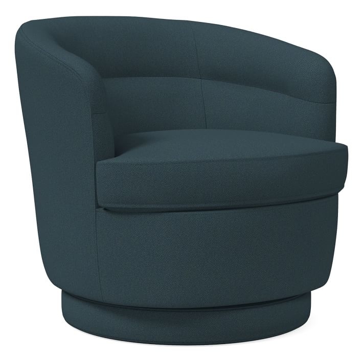 Viv Swivel Chair, Twill, Teal, Concealed Supports - Image 0