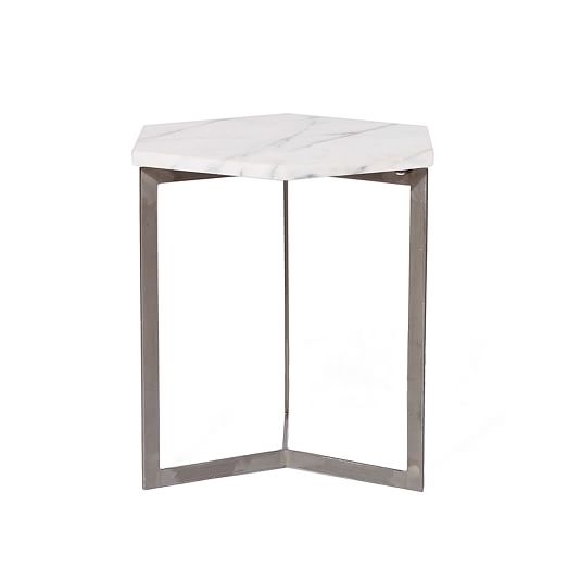 Hex Side Table, Marble + Metal - Image 1