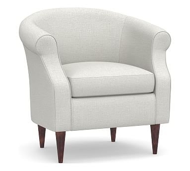 SoMa Lyndon Upholstered Armchair, Polyester Wrapped Cushions, Basketweave Slub Ivory - Image 1
