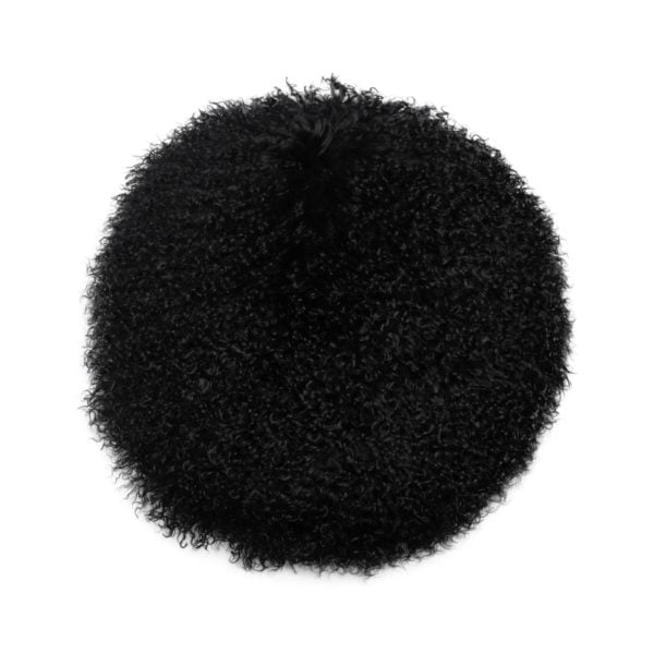 New Zealand Black Sheepskin 16 Inch Round Pillow - Image 0