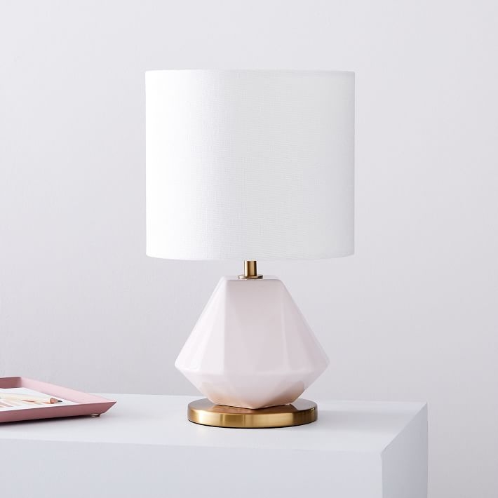 Faceted Porcelain Table Lamp, Small, Blush-Individual - Image 4