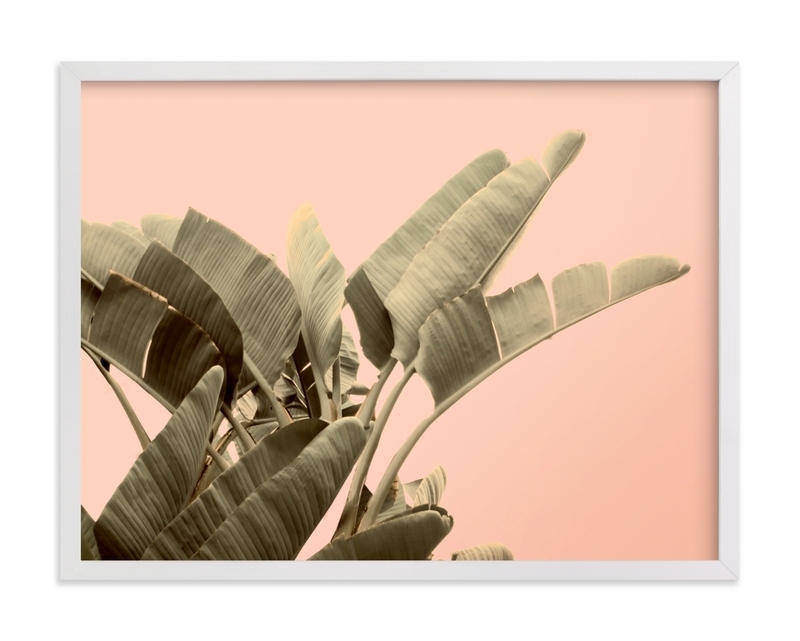 Tropical Banana Leaf Print - 24x18 - white wood frame - Image 0