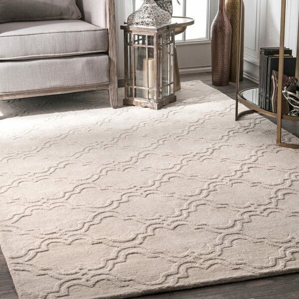 Alonza Hand-Tufted Wool Ivory Area Rug - Image 1