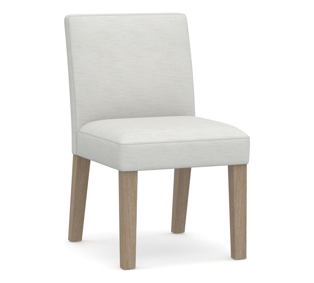 PB Classic Square Arm Upholstered Dining Side Chair, Seadrift Frame, Performance Slub Cotton White - Image 0