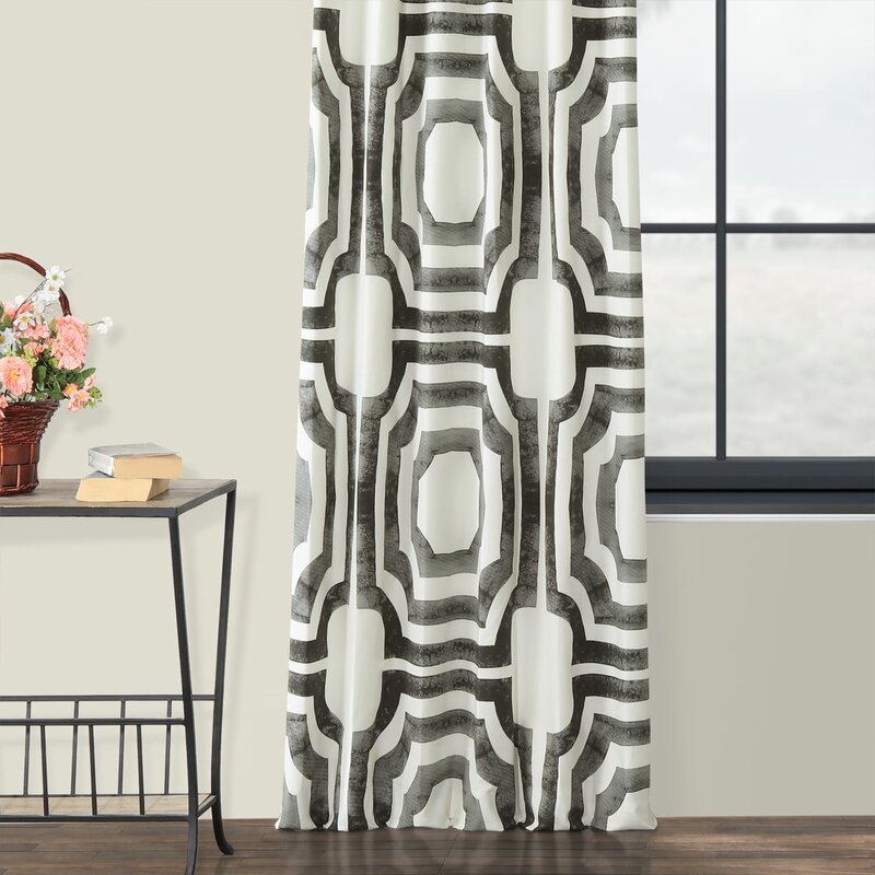 Flovilla Cotton Geometric Rod Pocket Single Curtain Panel - Image 4