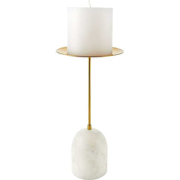 Numa Marble & Brass Pillar Candle Stand, Large - Image 0