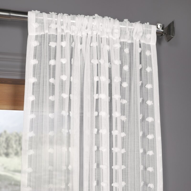 Levesque Polka Dots Sheer Rod Pocket Single Curtain Panel - Image 3