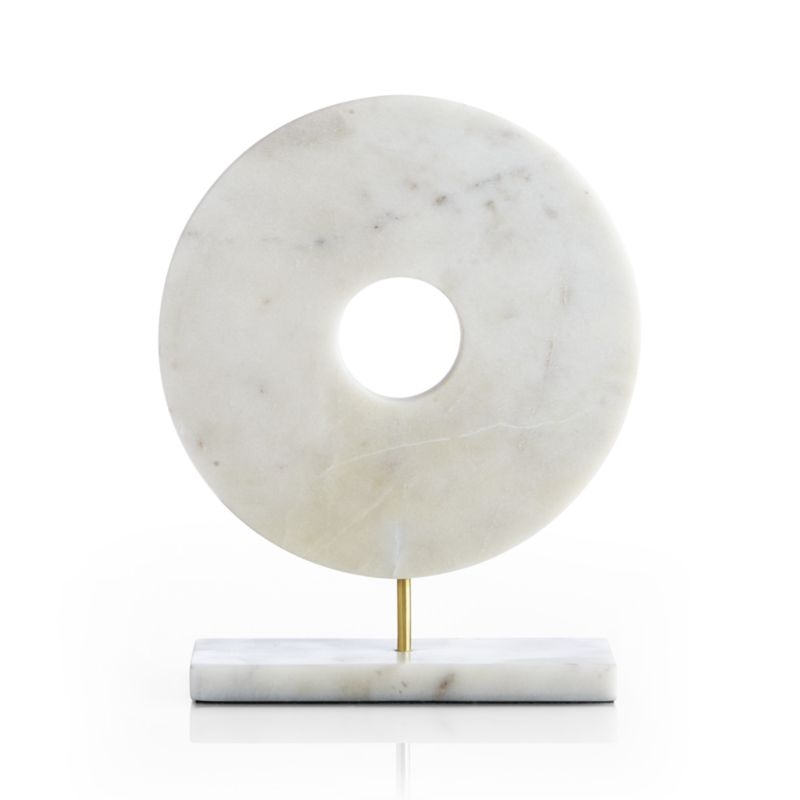 White Marble Circle on Stand - Image 5