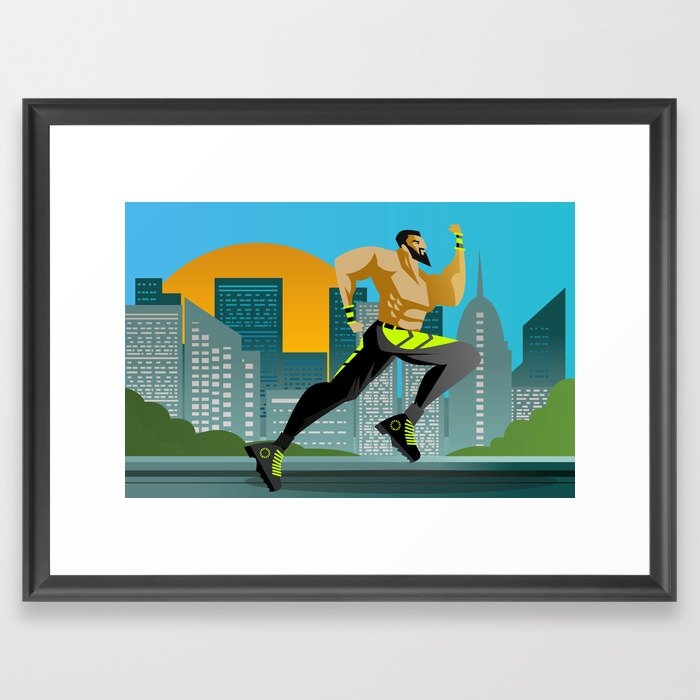 fitness runner training in the city Framed Art Print - Image 0