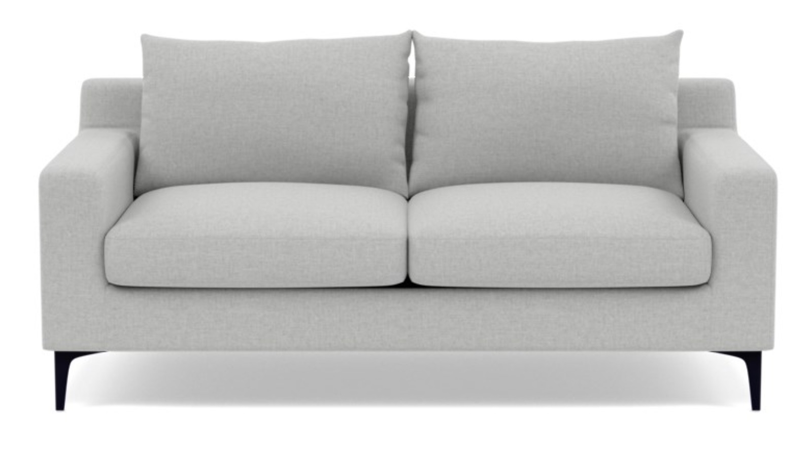 SLOAN Loveseat-Ecru Monochromatic Plush, Matte Black Sloan L Leg, 63”, 2 Cushions, Standard down blend - Image 0