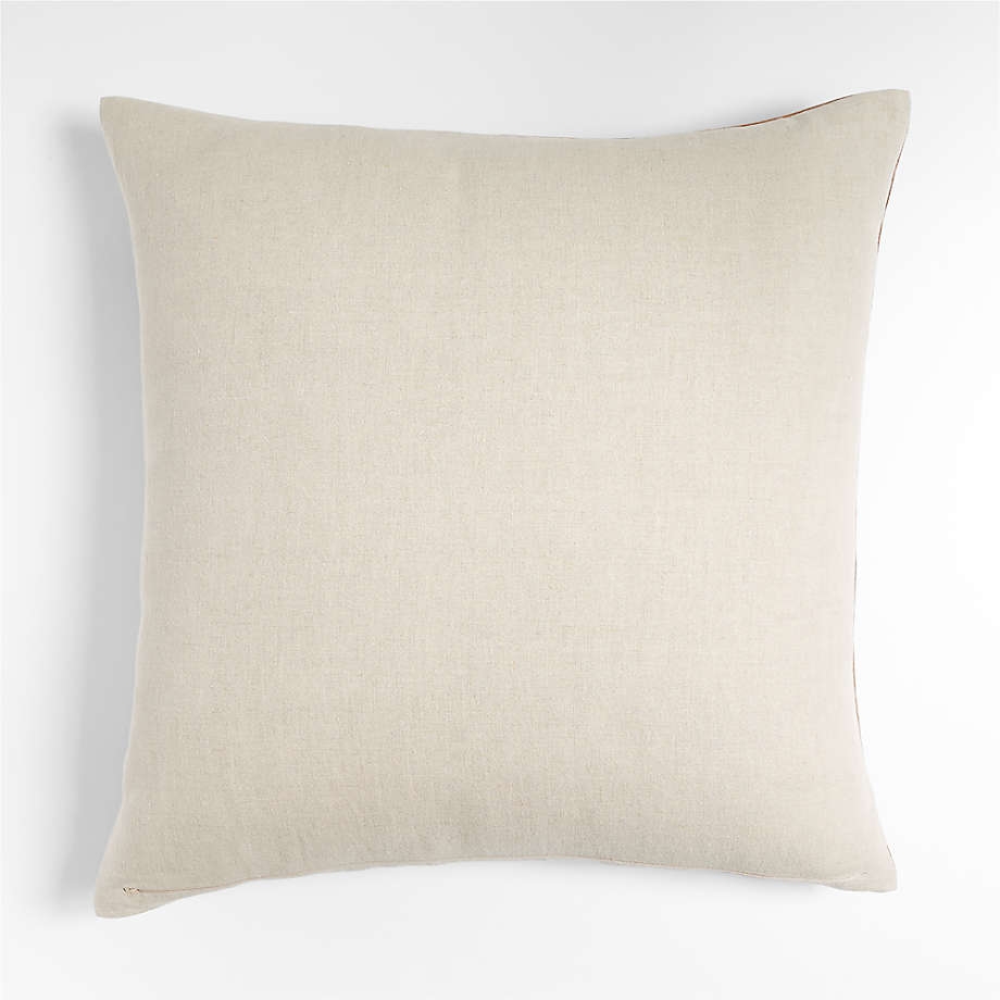 Ska 23" Colorblock Deep Cognac Velvet Linen Pillow Cover - Image 2