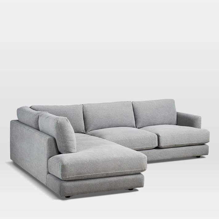 Haven Sectional Set 02: Right Arm Sofa, Left Arm Terminal Chaise, Performance Washed Canvas, Gray - Image 0