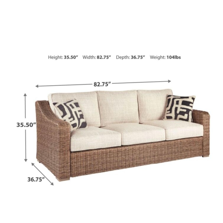 Danny 82.75" Wide Wicker Patio Sofa with Cushions - Image 6