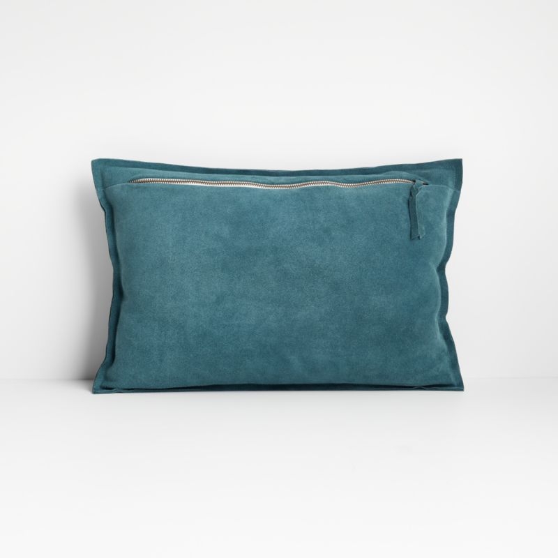 Camito Pebble 18"x12" Suede Pillow with Feather-Down Insert - Image 5