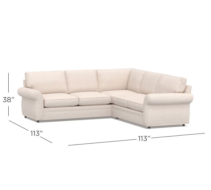 Pearce Roll Arm Upholstered 2-Piece L-Shaped Sectional, Down Blend Wrapped Cushions, Basketweave Slub Oatmeal - Image 3