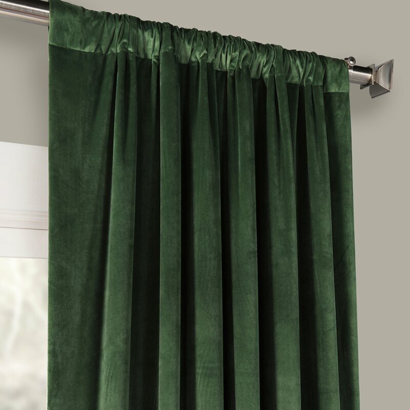 Livia Velvet Solid Color Room Darkening Thermal Rod Pocket Single Curtain Panel - Image 1