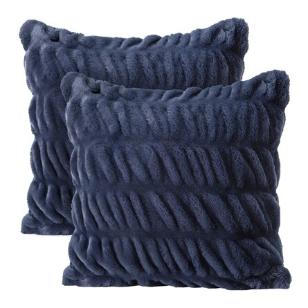 Mercer41 2-Piece Ruched Royal Faux Fur Pillow Cover Set - Image 0