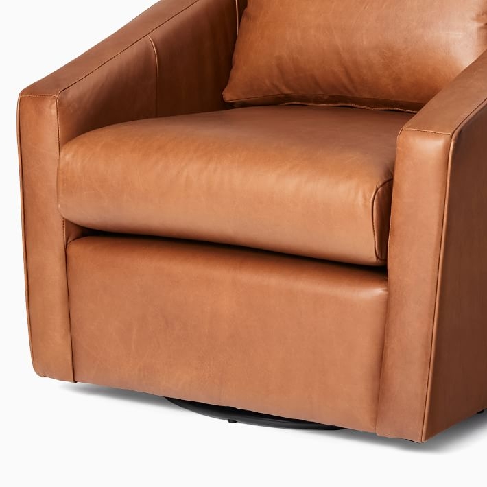 Tessa Swivel Chair, Poly, Vegan Leather, Saddle, Concealed Support - Image 8