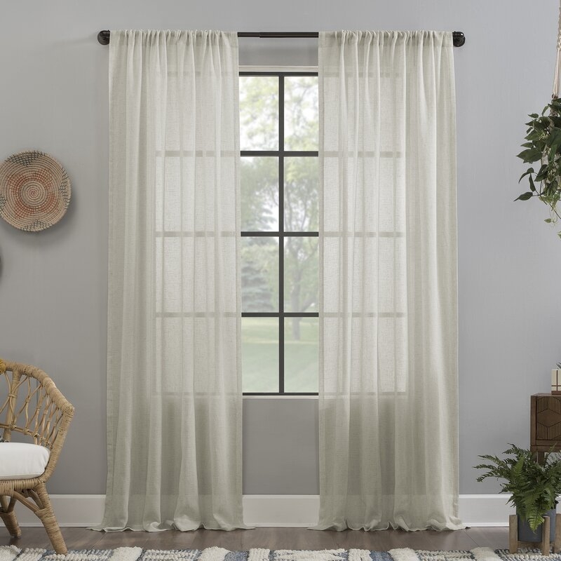Crushed Texture Anti-Dust Sheer Curtain Panel - Image 0