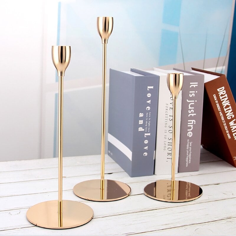 3 Piece Metal Tabletop Candlestick Set - Image 0
