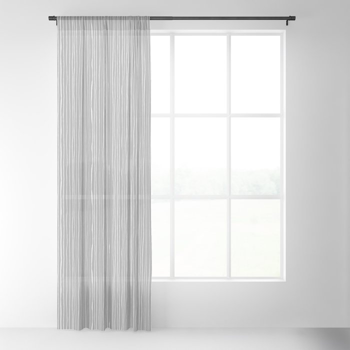 Platinum Lines Never Fail - Dark Gray Sheer Curtain - 96"x50" - Single Panel - Image 0