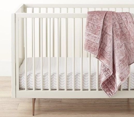 west elm x pbk Solid Lush Velvet Quilt, Toddler, Dusty Blush- PERSONALIZED (details in product description) - Image 0