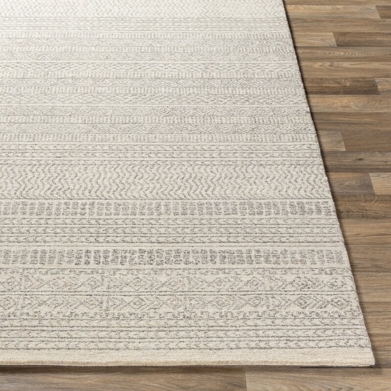 Lansing Geometric Handmade Tufted Wool Gray/Cream Area Rug - Image 3