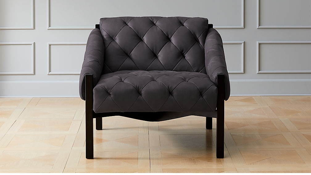 abruzzo black leather tufted chair - Image 0