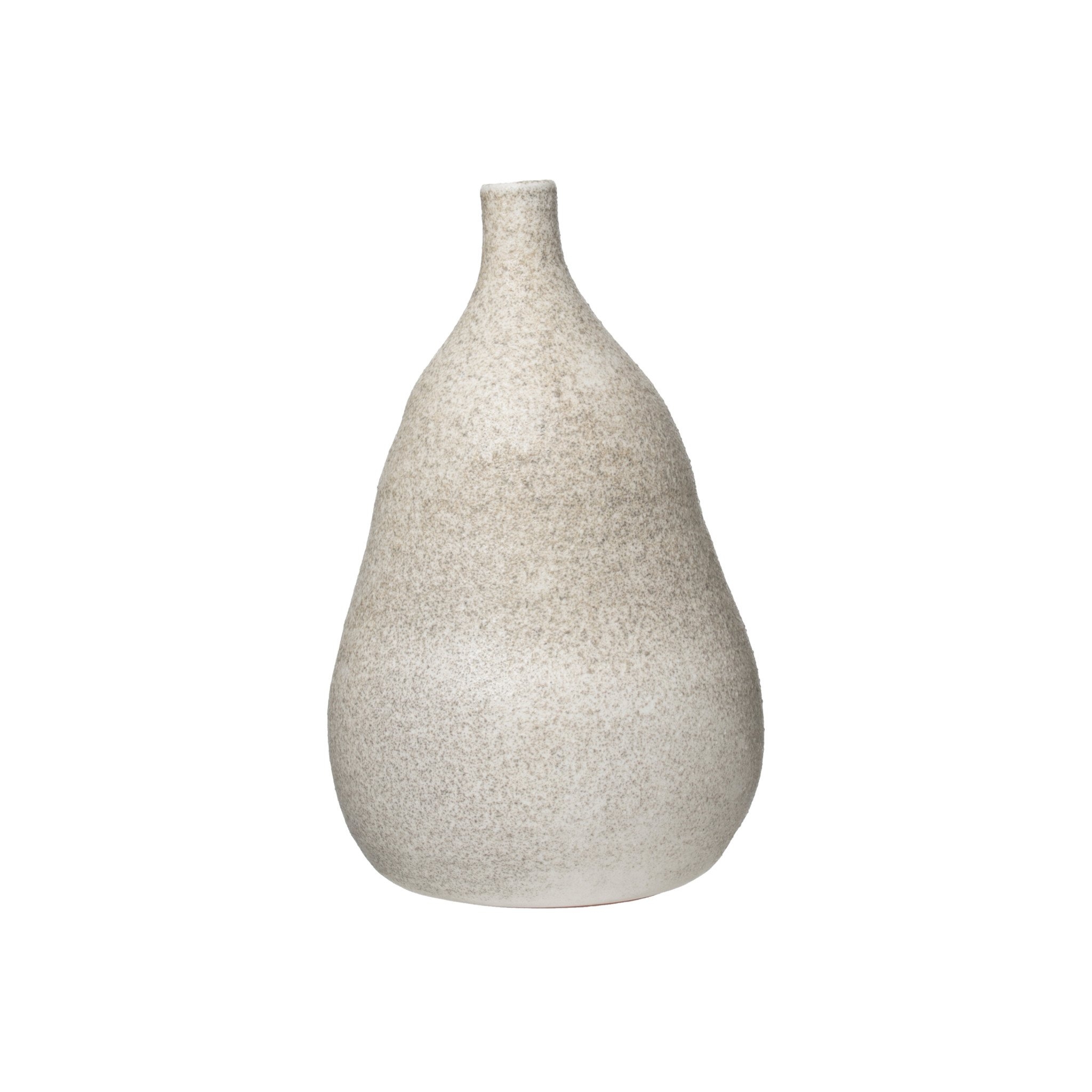Medium Textured Terracotta Vase with Narrow Top & Distressed Finish - Image 0