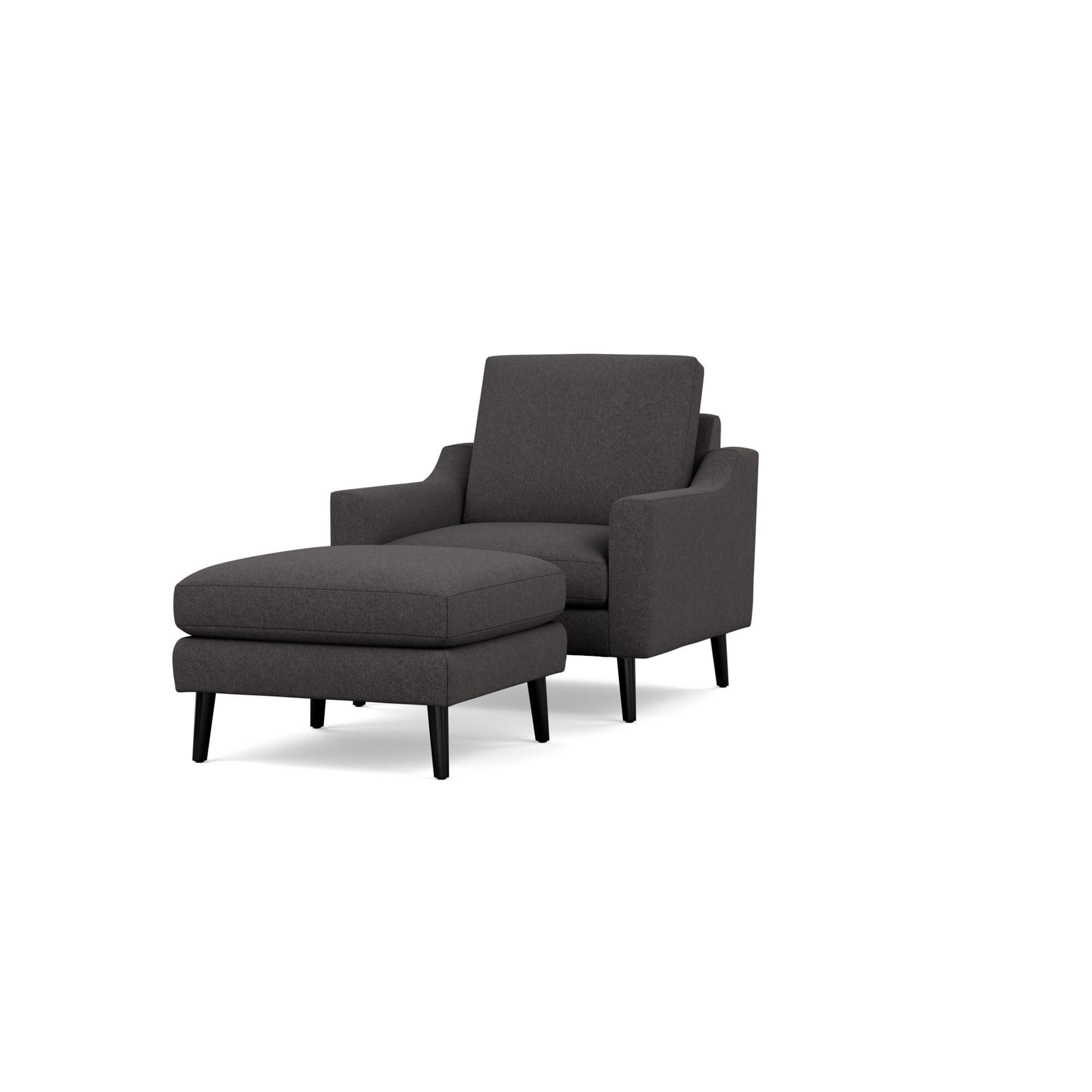 Nomad Armchair with Ottoman - Heather Charcoal - Performance Chenille / Ebony - Wood / Slope - Image 0