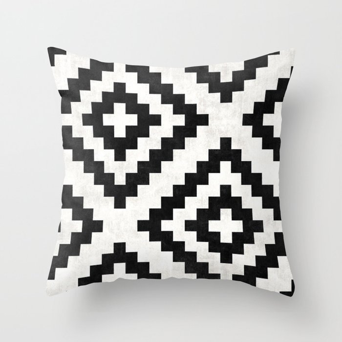 Urban Tribal Pattern No.18 - Aztec - Black and White Concrete Throw Pillow by Zoltan Ratko - indoor, 18x18 - Image 0