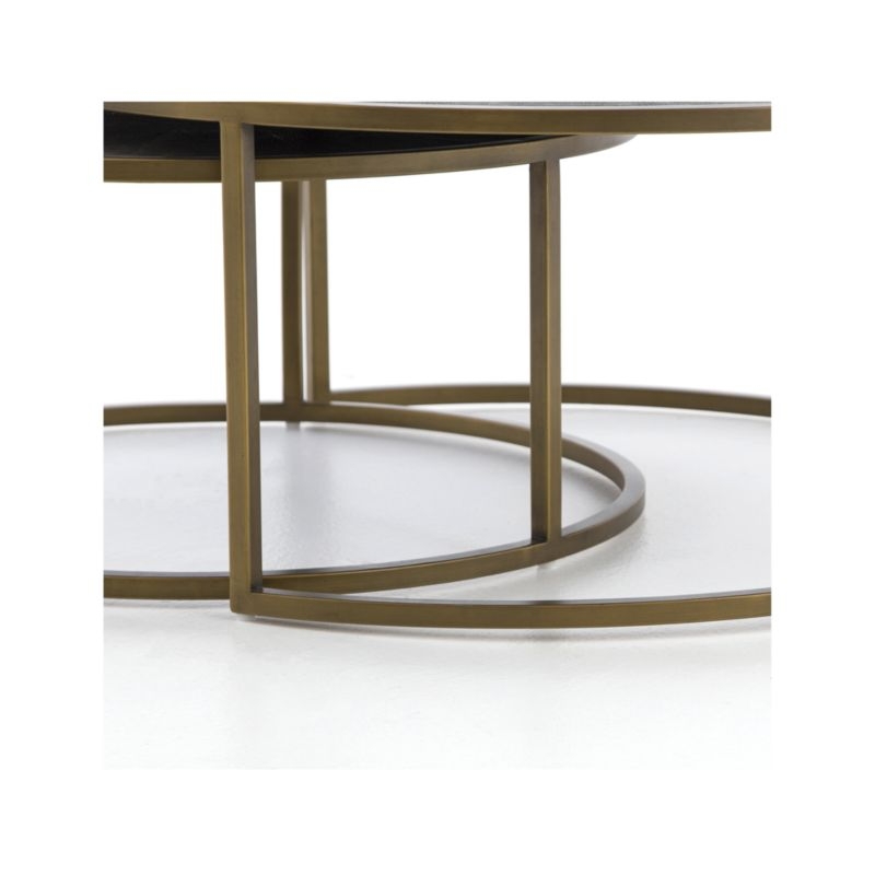 Shagreen Antique Brass Nesting Coffee Tables - Image 7