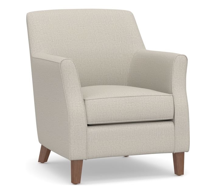 SoMa Newton Upholstered Armchair, Polyester Wrapped Cushions, Performance Heathered Tweed Pebble - Image 0