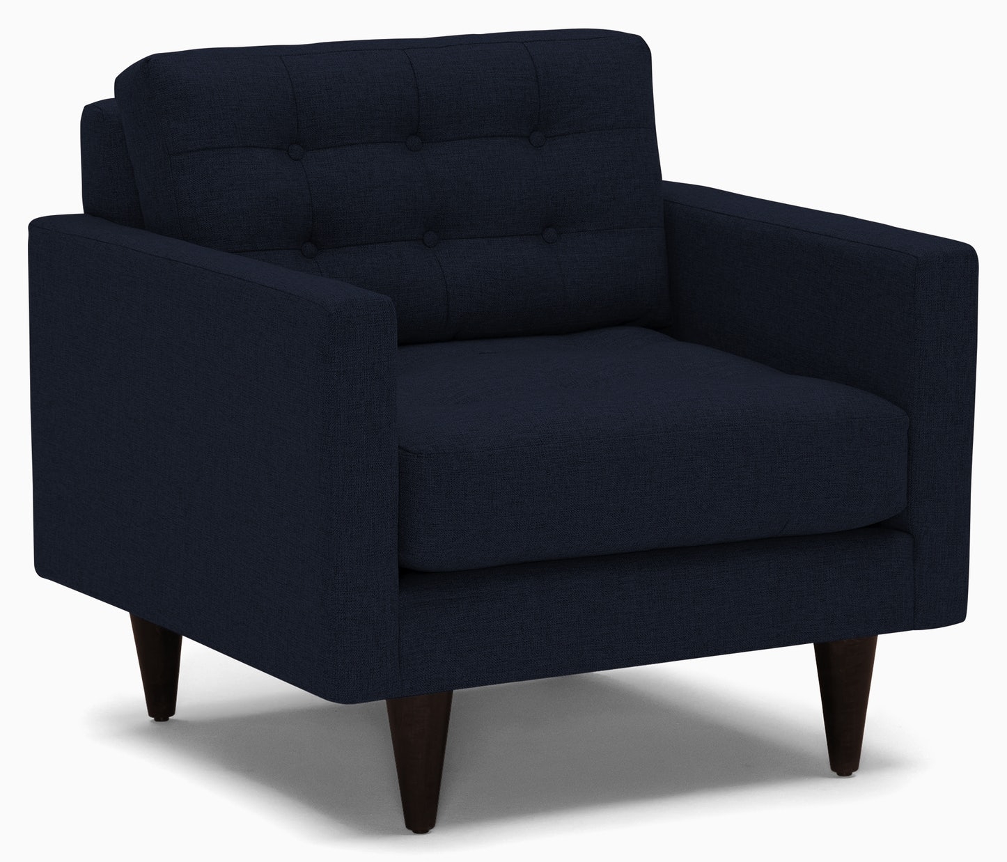 Blue Eliot Mid Century Modern Apartment Chair - Sunbrella Premier Indigo - Coffee Bean - Image 0