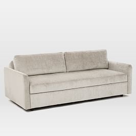 Clara Sleeper Sofa, Distressed Velvet, Light Taupe, Concealed Supports - Image 0