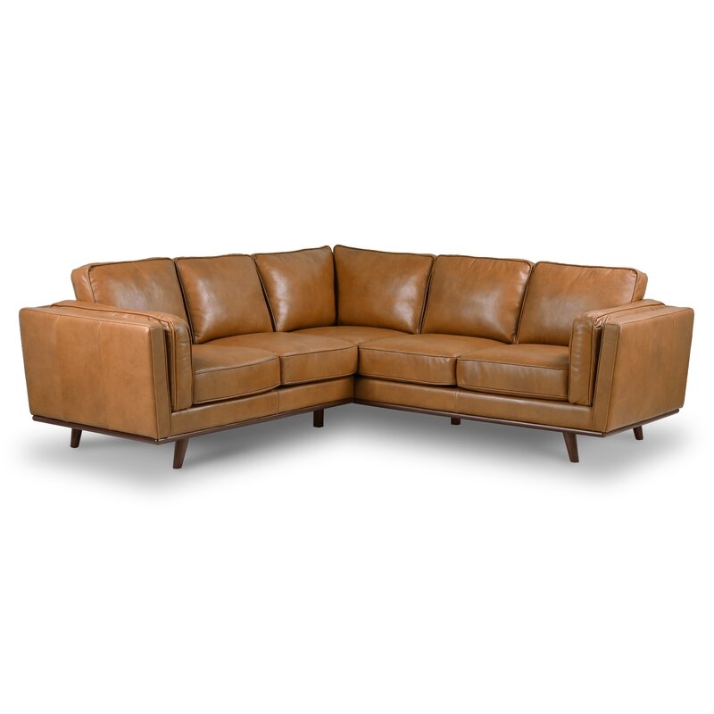 Comerford 90" Wide Genuine Leather Symmetrical Corner Sectional - Image 0