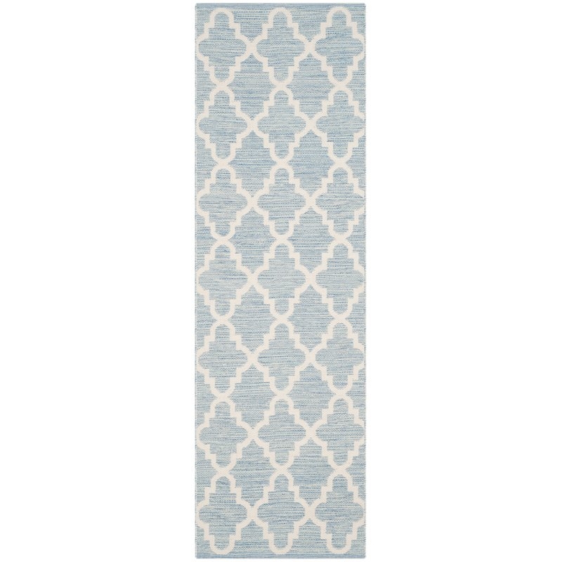 Valley Hand-Woven Cotton Blue/ Ivory Area Rug - Image 0