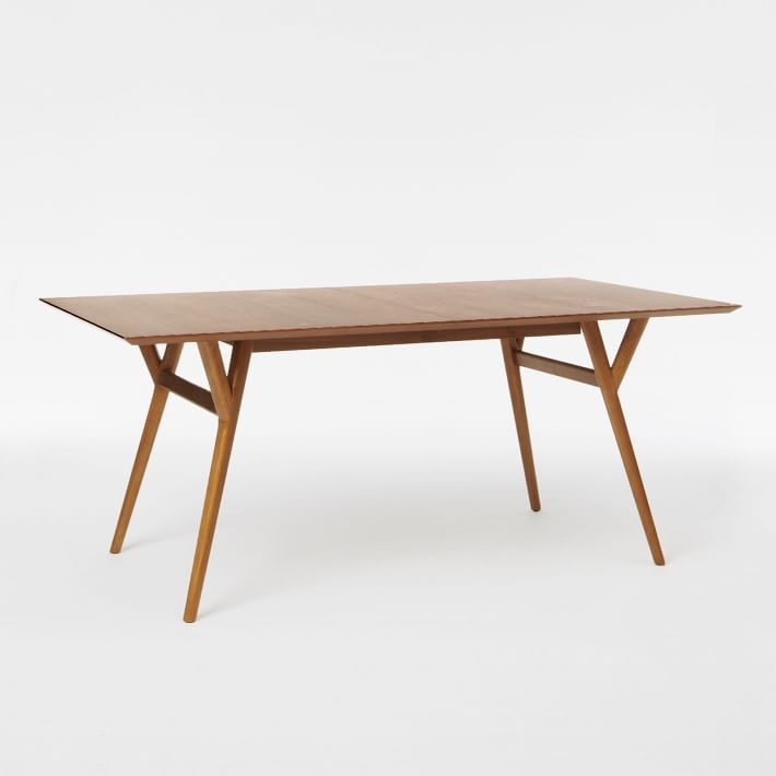 Mid-Century Expandable Dining Table, 60"w"-80"w", Acorn - Image 4