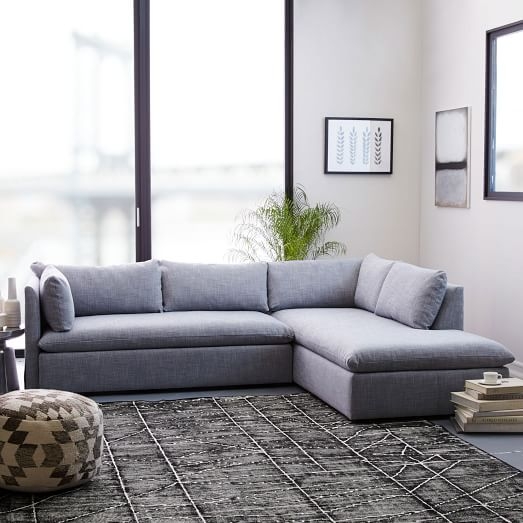 Shelter Sectional Set 01: Left Arm Sofa, Right Arm Terminal Chaise, Poly, Yarn Dyed Linen Weave, Graphite, Concealed Supports - Image 2