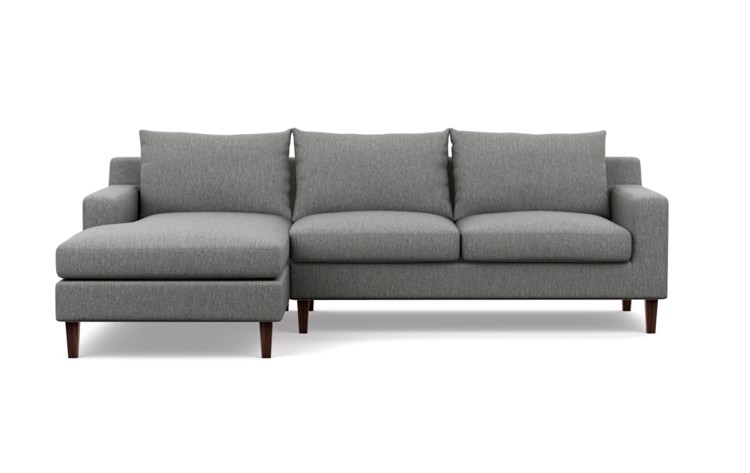 Sectional Sofa with Left Chaise - 96" - Plow Crossweave - Oiled Walnut Tapered Round Wood - Image 0