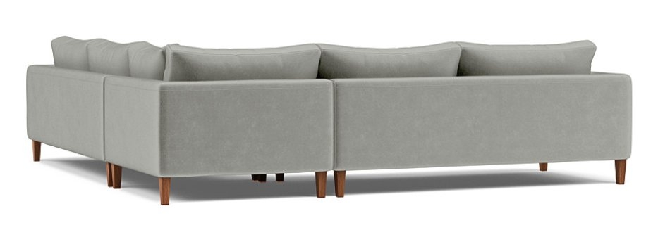 ASHER Corner Sectional Sofa -Greige Mod velvet / Oiled Walnut tapered square wood legs - Image 2