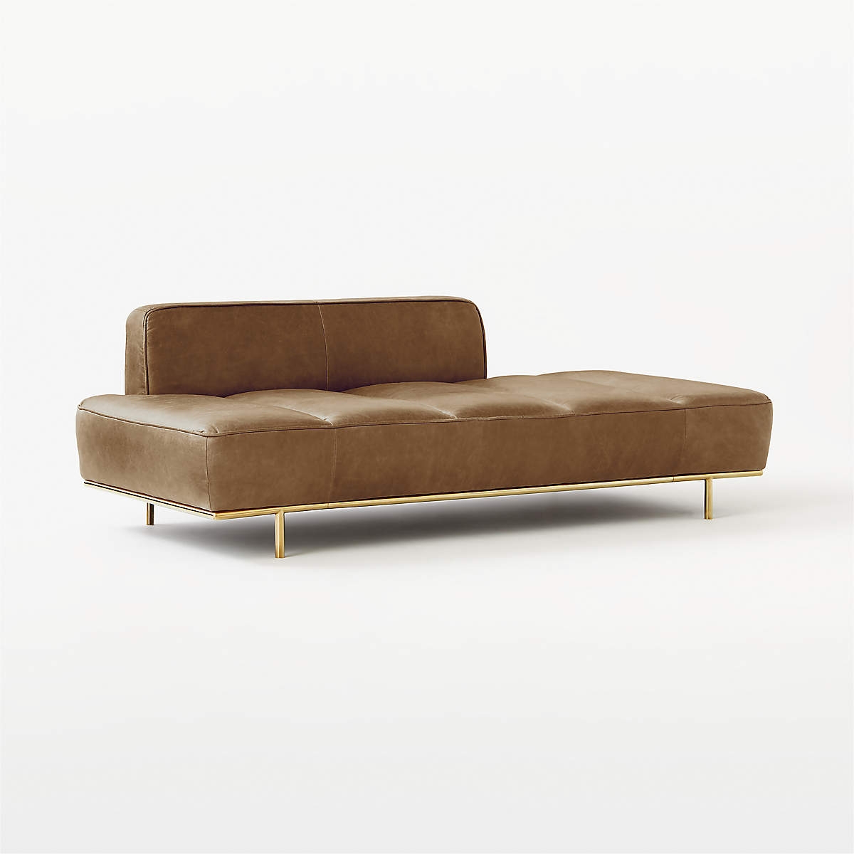 Lawndale Saddle Brown Leather Daybed with Brass Base - Image 2