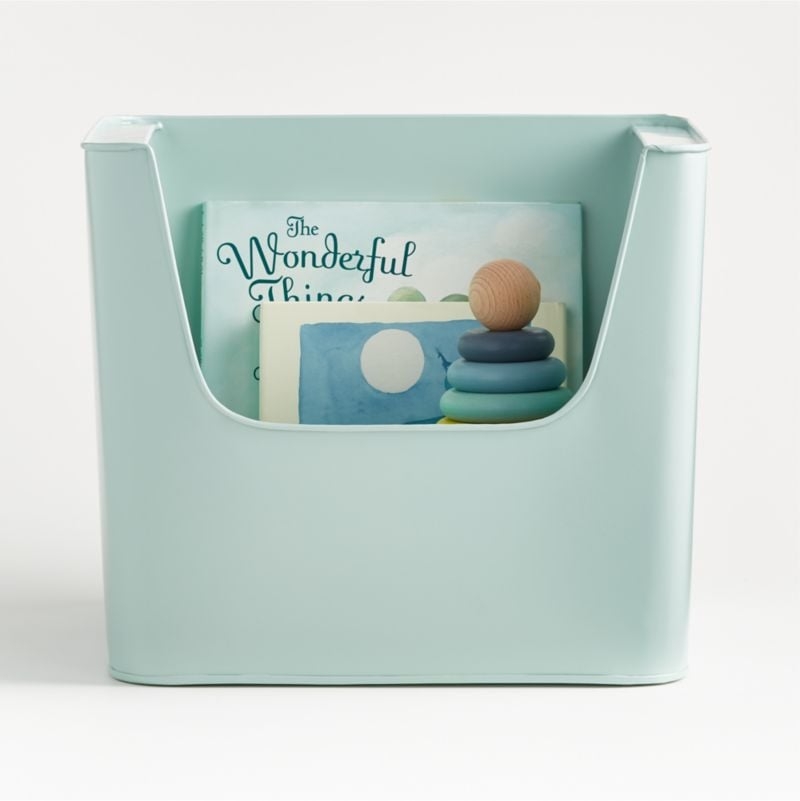 Large Mint Metal Stacking Storage Bin - Image 1