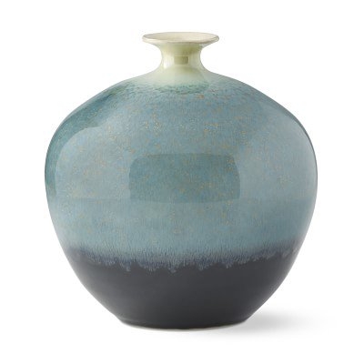 Teal Ombre Reactive Glaze Vase,large, Jade - Image 0