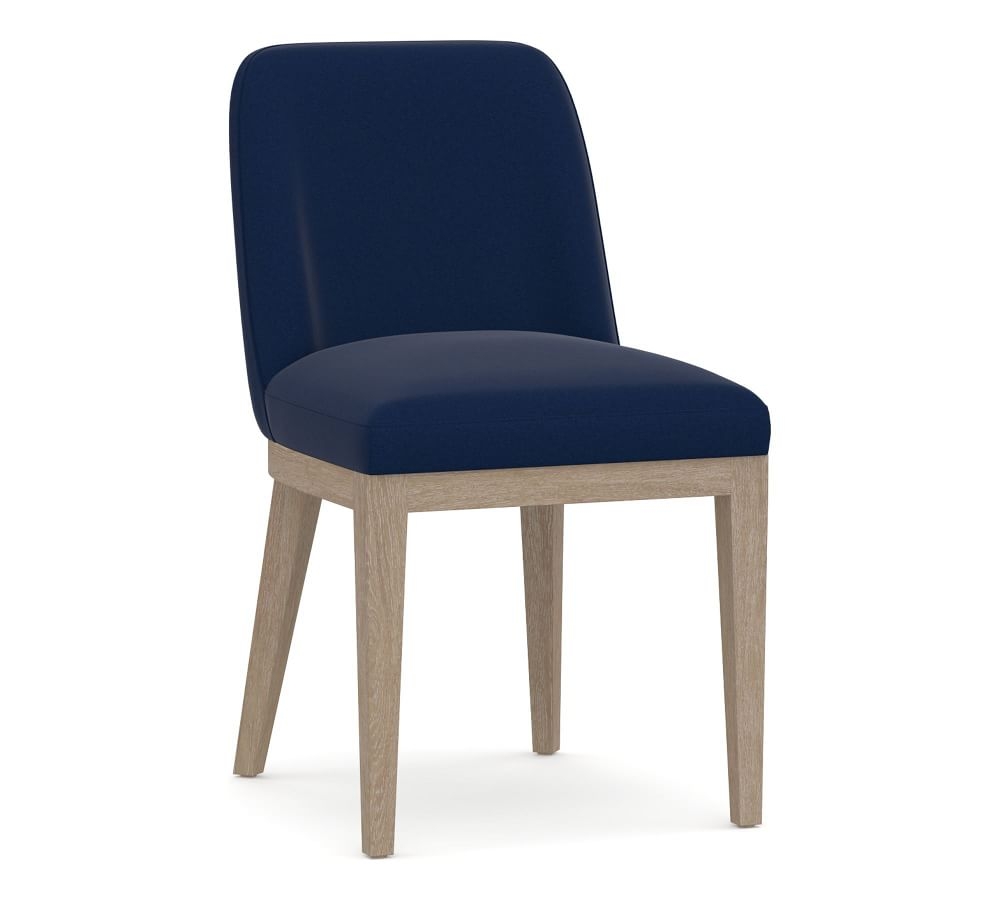 Layton Upholstered Dining Side Chair, Seadrift Leg, Performance Everydayvelvet(TM) Navy - Image 1
