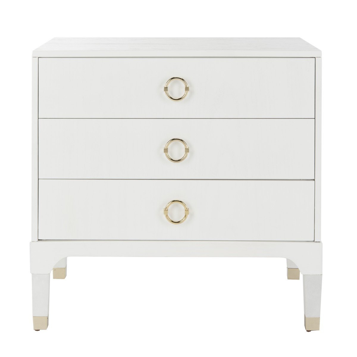 Lorna 3-Drawer Contemporary Night Stand, White - Image 0