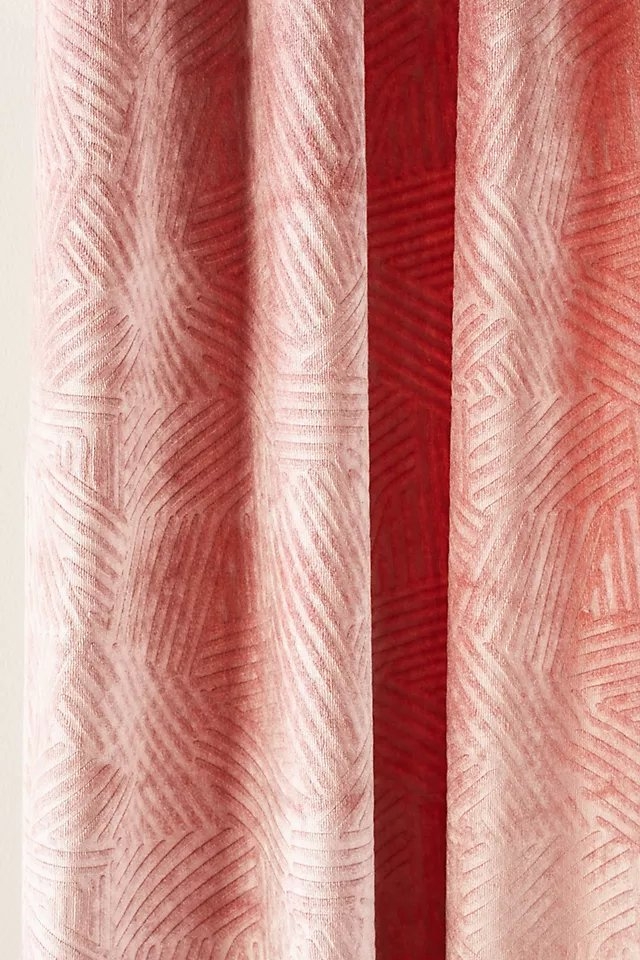 Jacquard Chenille Curtain By Anthropologie in Pink Size 108" - Image 1