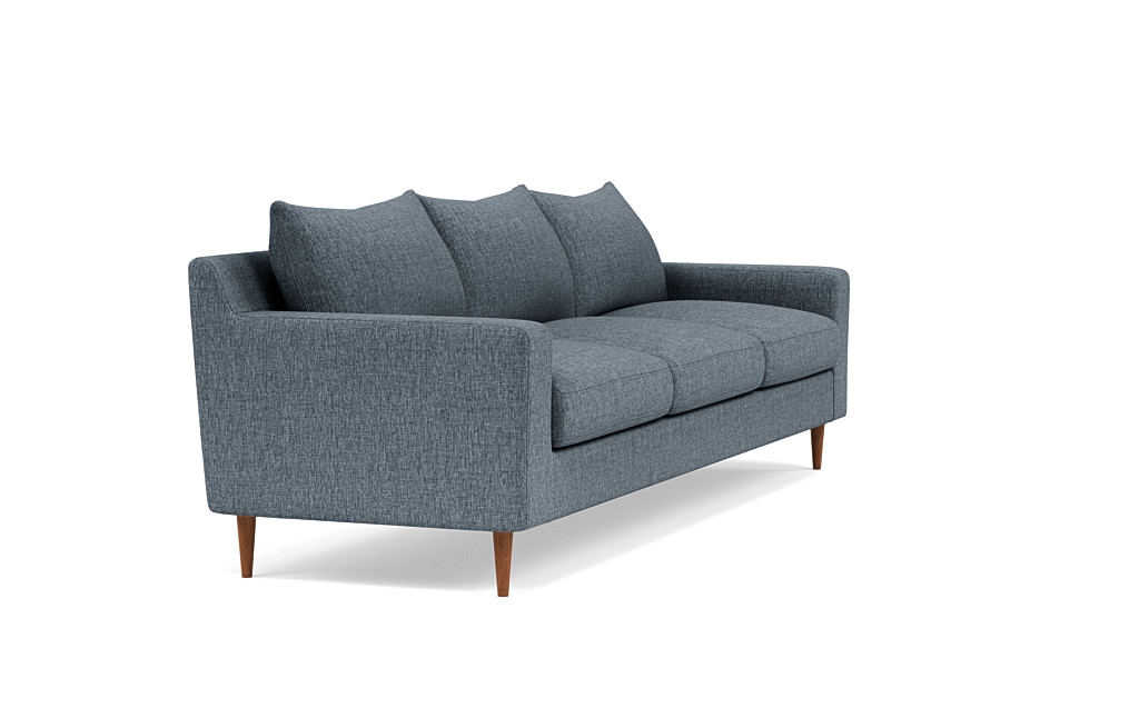 SLOAN 3-Seat Sofa, Rain Cross Weave, Oiled Walnut Tapered Round Wood - Image 1